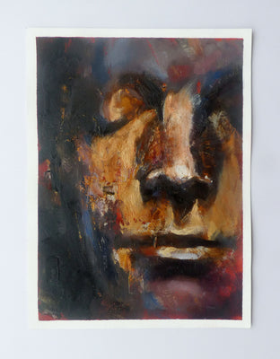 Original art for sale at UGallery.com | Mask #3 by Jamal Sultan | $475 | oil painting | 11.5' h x 8.5' w | photo 3