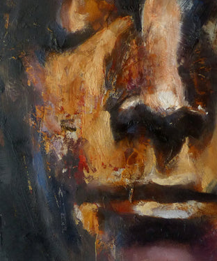 Original art for sale at UGallery.com | Mask #3 by Jamal Sultan | $475 | oil painting | 11.5' h x 8.5' w | photo 4