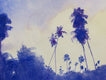Original art for sale at UGallery.com | Palmas de la Madrugada by Jamal Sultan | $525 | watercolor painting | 11' h x 14' w | thumbnail 4