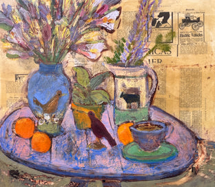 Original art for sale at UGallery.com | Still Life with Birds and Cows by James Hartman | $850 | encaustic artwork | 17' h x 20' w | photo 1
