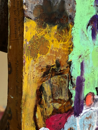 Table with Irises by James Hartman |  Side View of Artwork 