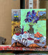 Original art for sale at UGallery.com | Table with Irises by James Hartman | $500 | encaustic artwork | 8.5' h x 7.5' w | thumbnail 3