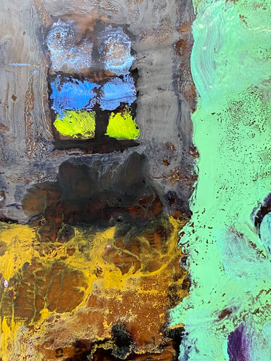 Table with Irises by James Hartman |   Closeup View of Artwork 