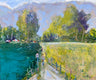 Original art for sale at UGallery.com | Biking at the Marina by James Hartman | $1,275 | oil painting | 22.5' h x 28' w | thumbnail 1