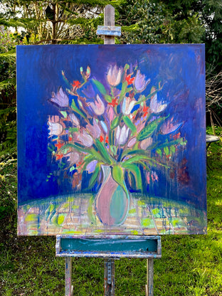 Original art for sale at UGallery.com | Flowers Against the Night by James Hartman | $3,800 | oil painting | 48' h x 48' w | photo 3