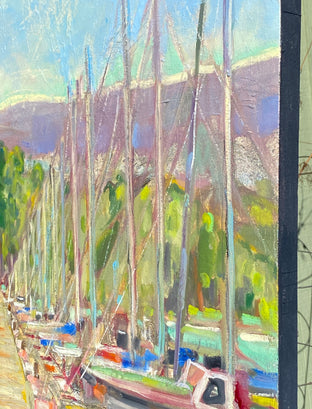 Original art for sale at UGallery.com | Harbor on the Bay by James Hartman | $2,275 | oil painting | 32' h x 32' w | photo 2
