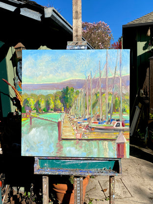 Original art for sale at UGallery.com | Harbor on the Bay by James Hartman | $2,275 | oil painting | 32' h x 32' w | photo 3