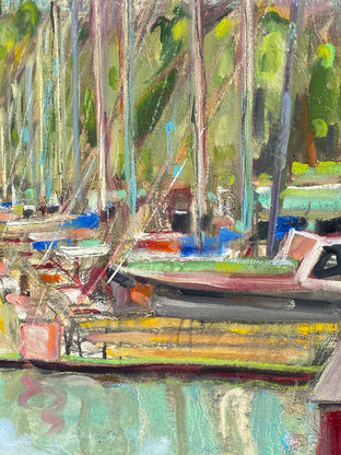 Original art for sale at UGallery.com | Harbor on the Bay by James Hartman | $2,275 | oil painting | 32' h x 32' w | photo 4