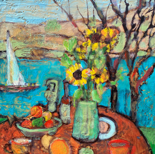 Original art for sale at UGallery.com | Sunflowers on the Water by James Hartman | $475 | oil painting | 12' h x 12' w | photo 1