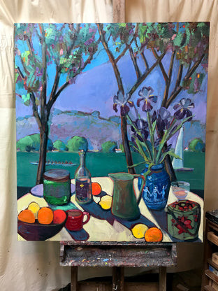 Table on the Bay, with Irises by James Hartman |  Context View of Artwork 