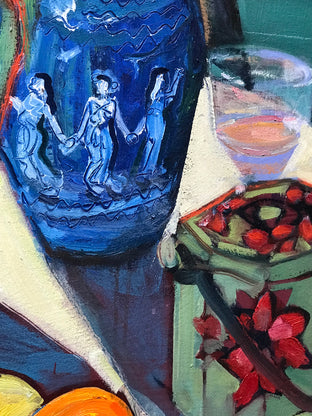 Table on the Bay, with Irises by James Hartman |   Closeup View of Artwork 