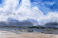 Original art for sale at UGallery.com | Approaching Storms by James Nyika | $700 | watercolor painting | 15' h x 22' w | thumbnail 1