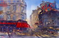 Original art for sale at UGallery.com | Cafe la Liberte by James Nyika | $900 | watercolor painting | 15' h x 22' w | thumbnail 1