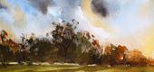 Original art for sale at UGallery.com | Fairwood Park Sunset by James Nyika | $600 | watercolor painting | 15' h x 22' w | thumbnail 4