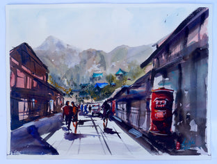 Original art for sale at UGallery.com | Main Street by James Nyika | $700 | watercolor painting | 18' h x 24' w | photo 3