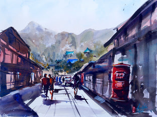 Original art for sale at UGallery.com | Main Street by James Nyika | $700 | watercolor painting | 18' h x 24' w | photo 1