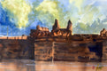 Original art for sale at UGallery.com | Moat Guardian by James Nyika | $700 | watercolor painting | 15' h x 22' w | thumbnail 1