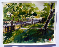 Original art for sale at UGallery.com | Neighborhood Morning by James Nyika | $600 | watercolor painting | 16' h x 20' w | thumbnail 4