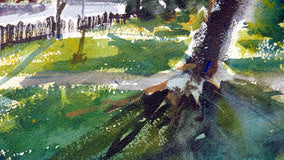 Original art for sale at UGallery.com | Neighborhood Morning by James Nyika | $600 | watercolor painting | 16' h x 20' w | thumbnail 3