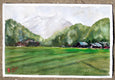Original art for sale at UGallery.com | Rice Field by James Nyika | $600 | watercolor painting | 15' h x 22' w | thumbnail 4