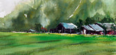 Original art for sale at UGallery.com | Rice Field by James Nyika | $600 | watercolor painting | 15' h x 22' w | thumbnail 3