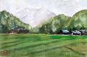 Original art for sale at UGallery.com | Rice Field by James Nyika | $600 | watercolor painting | 15' h x 22' w | thumbnail 1