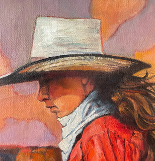 Original art for sale at UGallery.com | Red Rider by Jan Fontecchio Perley | $875 | oil painting | 14' h x 11' w | photo 4