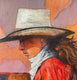 Original art for sale at UGallery.com | Red Rider by Jan Fontecchio Perley | $875 | oil painting | 14' h x 11' w | thumbnail 4