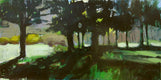 Original art for sale at UGallery.com | Dark Trees by Janet Dyer | $700 | acrylic painting | 12' h x 24' w | thumbnail 1