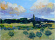 Original art for sale at UGallery.com | Fields at Sunset, Provence by Janet Dyer | $1,000 | acrylic painting | 18' h x 24' w | thumbnail 1