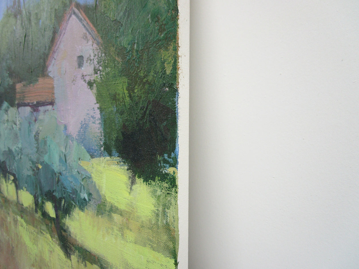 House with Olive Trees by Janet Dyer |  Side View of Artwork 