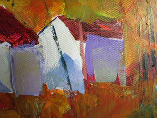 Houses and Birches, Mahwah by Janet Dyer |   Closeup View of Artwork 