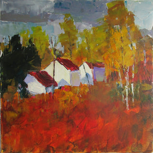 Houses and Birches, Mahwah by Janet Dyer |  Artwork Main Image 