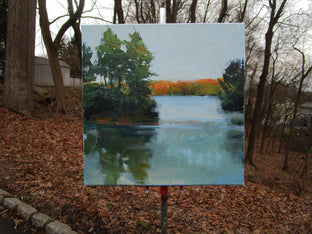 Original art for sale at UGallery.com | Lake at Dusk, Harriman by Janet Dyer | $975 | acrylic painting | 20' h x 20' w | photo 3