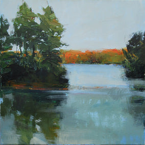 acrylic painting by Janet Dyer titled Lake at Dusk, Harriman