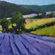 Original art for sale at UGallery.com | Lavender Field by Mountains, Provence by Janet Dyer | $800 | acrylic painting | 18' h x 18' w | thumbnail 1