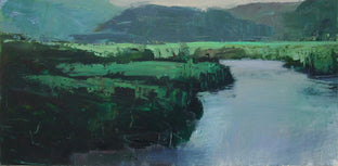 Original art for sale at UGallery.com | Marsh, Misty Day by Janet Dyer | $700 | acrylic painting | 12' h x 24' w | photo 1