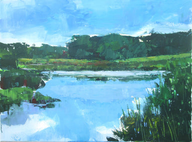 acrylic painting by Janet Dyer titled Marsh on a Sunny Day