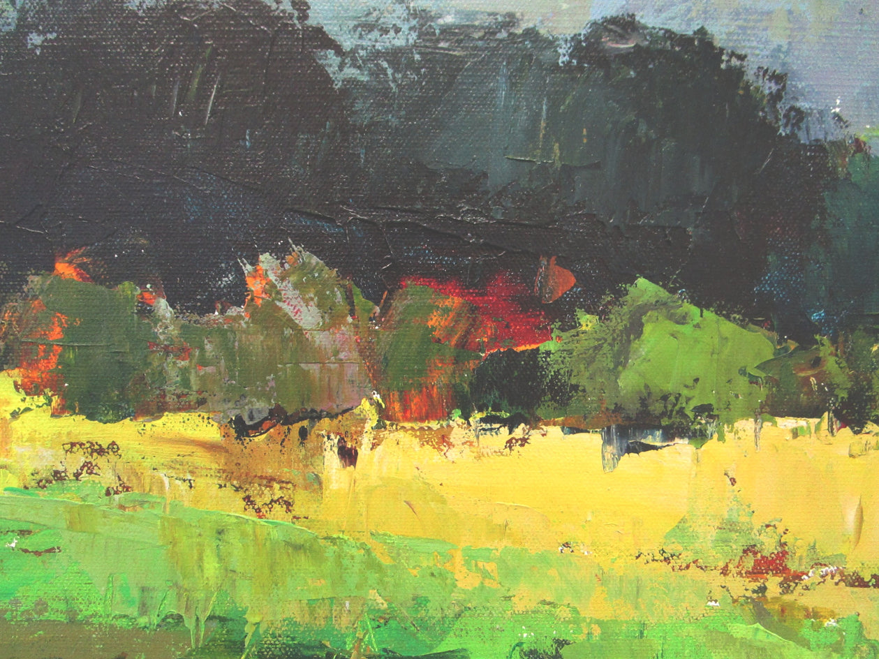 Meadow and Mountains by Janet Dyer |  Closeup View of Artwork 