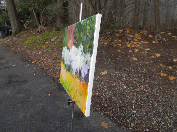 Olive Trees by Building by Janet Dyer |  Side View of Artwork 