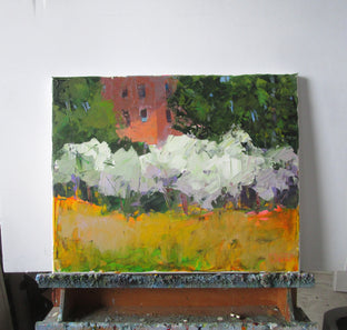 Olive Trees by Building by Janet Dyer |  Context View of Artwork 
