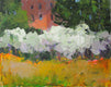 Original art for sale at UGallery.com | Olive Trees by Building by Janet Dyer | $750 | acrylic painting | 16' h x 20' w | thumbnail 1