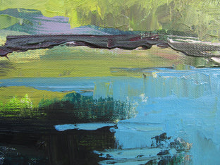 Pond with Yellow Trees by Janet Dyer |   Closeup View of Artwork 