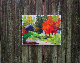 Red Tree and House by Janet Dyer |  Context View of Artwork 