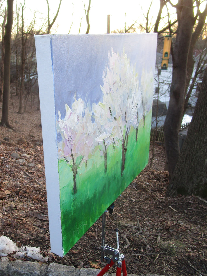 Spring on the Hillside by Janet Dyer |  Side View of Artwork 