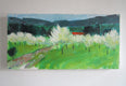 Original art for sale at UGallery.com | Spring Trees, Red Roof, Provence by Janet Dyer | $700 | acrylic painting | 12' h x 24' w | thumbnail 3