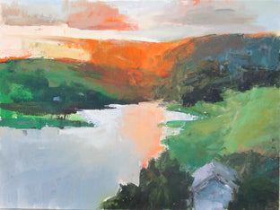 Original art for sale at UGallery.com | Sunset on the River, England by Janet Dyer | $1,000 | acrylic painting | 18' h x 24' w | photo 1