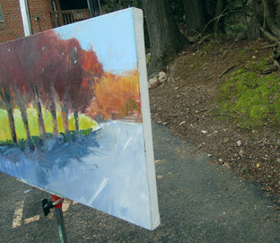 Original art for sale at UGallery.com | Tree Row, Autumn by Janet Dyer | $700 | acrylic painting | 12' h x 24' w | photo 2