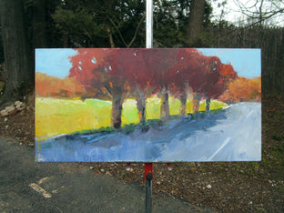Original art for sale at UGallery.com | Tree Row, Autumn by Janet Dyer | $700 | acrylic painting | 12' h x 24' w | photo 3