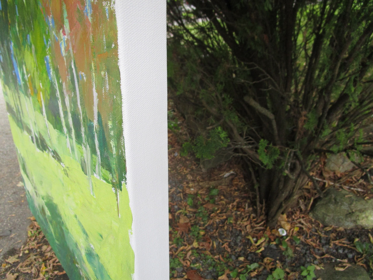 Trees in Sunlight Near Avignon by Janet Dyer |  Side View of Artwork 